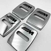 Накладка на дверний замок з емблемою BMW M-performance (БМВ) Комплект 4 шт Хром, фото 4