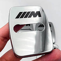 Накладка на дверний замок з емблемою BMW M-performance (БМВ) Комплект 4 шт Хром, фото 4