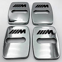 Накладка на дверний замок з емблемою BMW M-performance (БМВ) Комплект 4 шт Хром, фото 5
