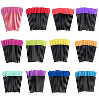 Щіточки для вій і брів силіконові, різнокольорові, 50 шт