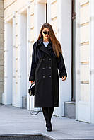 Пальто вовняне елегантне утеплене зимове двобортне класичне чорне