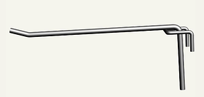 Гачок одинарний з ценникотримачем торгівельні на сітку, довжина - 100 мм