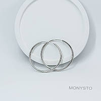 Серьги серебряные кольца Конго 4 см диаметр 925 пробы