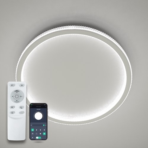 Світильник стельовий світлодіодний LUMINARIA ORIENT ACRYLIC 80 W R490 APP WHITE/CLEAR 220V IP20 з пультом ДК, фото 1