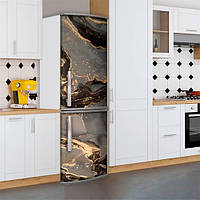 Наклейки для холодильника, текстура под серый мрамор с золотом, 180х65 см - Лицевая+Правая(C), с ламинацией