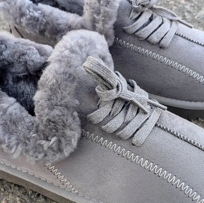 36р уги короткі СІРІ UGG зимові екозамша хутряна окантовка декор шнурок строчка напівчеревики автоледі, фото 6