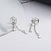 Кафи Подвійні з зірочками та двома ланцюжками на хрящик, сережки без проколу, срібне покриття 925 проби, фото 4