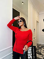 Супер стильная женская блузочка Трикотаж рубчик 42/46; 48/52; 54/58 Цвета 4 Красный
