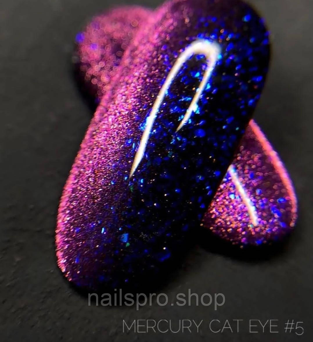 Гель-лак Котяче око з частинками поталі Crooz Cat Eye Mercury №5, 8 мл