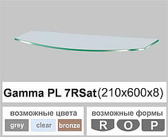 Полиці скло настінні навісні прямокутні PL7 RS (210х600х8мм)