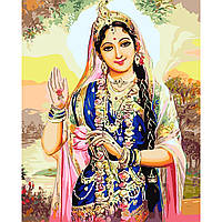 Картина за номерами Strateg ПРЕМІУМ Принцеса Індії з лаком та рівнем розміром 40х50 см SY6231