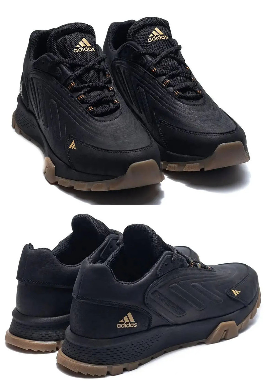 Чоловічі шкіряні кросівки Adidas (Адидас) Originals Ozelia Black, кеди чоловічі чорні. Чоловіче взуття