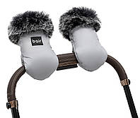 Рукавицы зимние с мехом Bair Northmuff серые для мам с коляской Польша