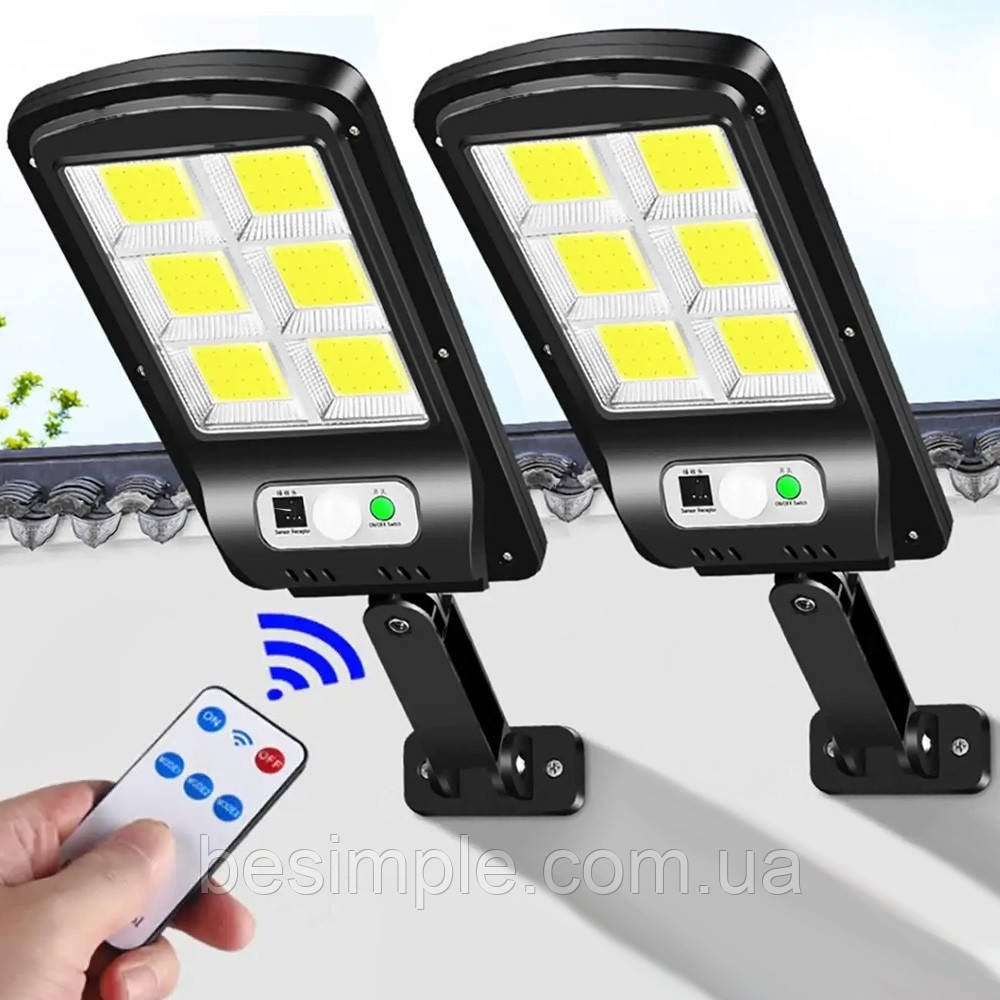 Вуличний ліхтар на стовп - Комплект 2 шт з пультом на сонячних батареях Solar Light BL BK120-6COB, фото 1