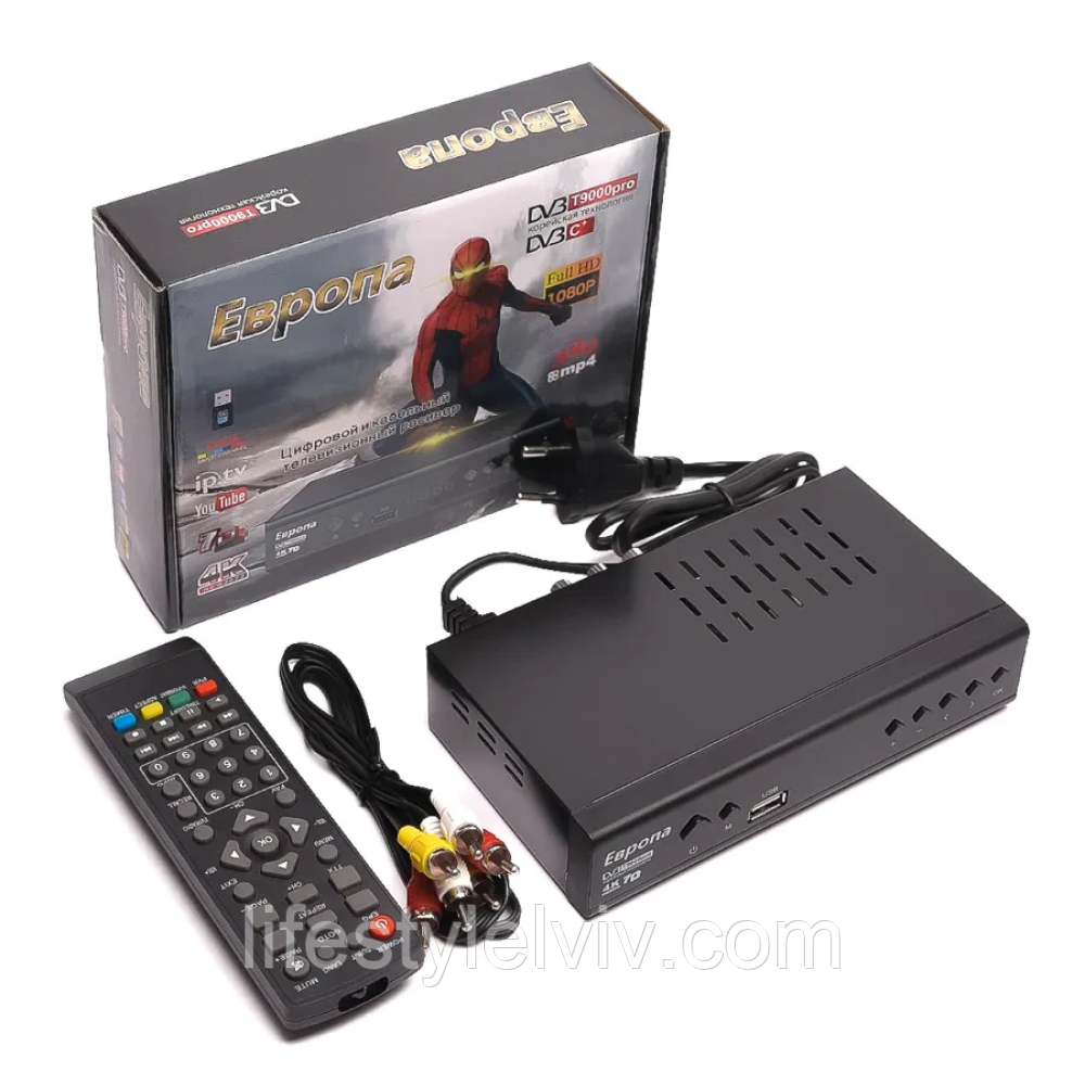Цифрова Т2 приставка EL-9000 Pro T / ТВ тюнер ресивер з Wifi / Ефірний приймач