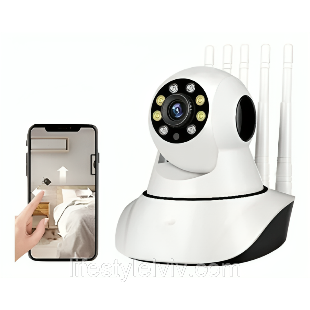 Камера відеоспостереження WIFI IP360 Q5, з 5 антенами / Бездротова поворотна IP камера / Відеоняня