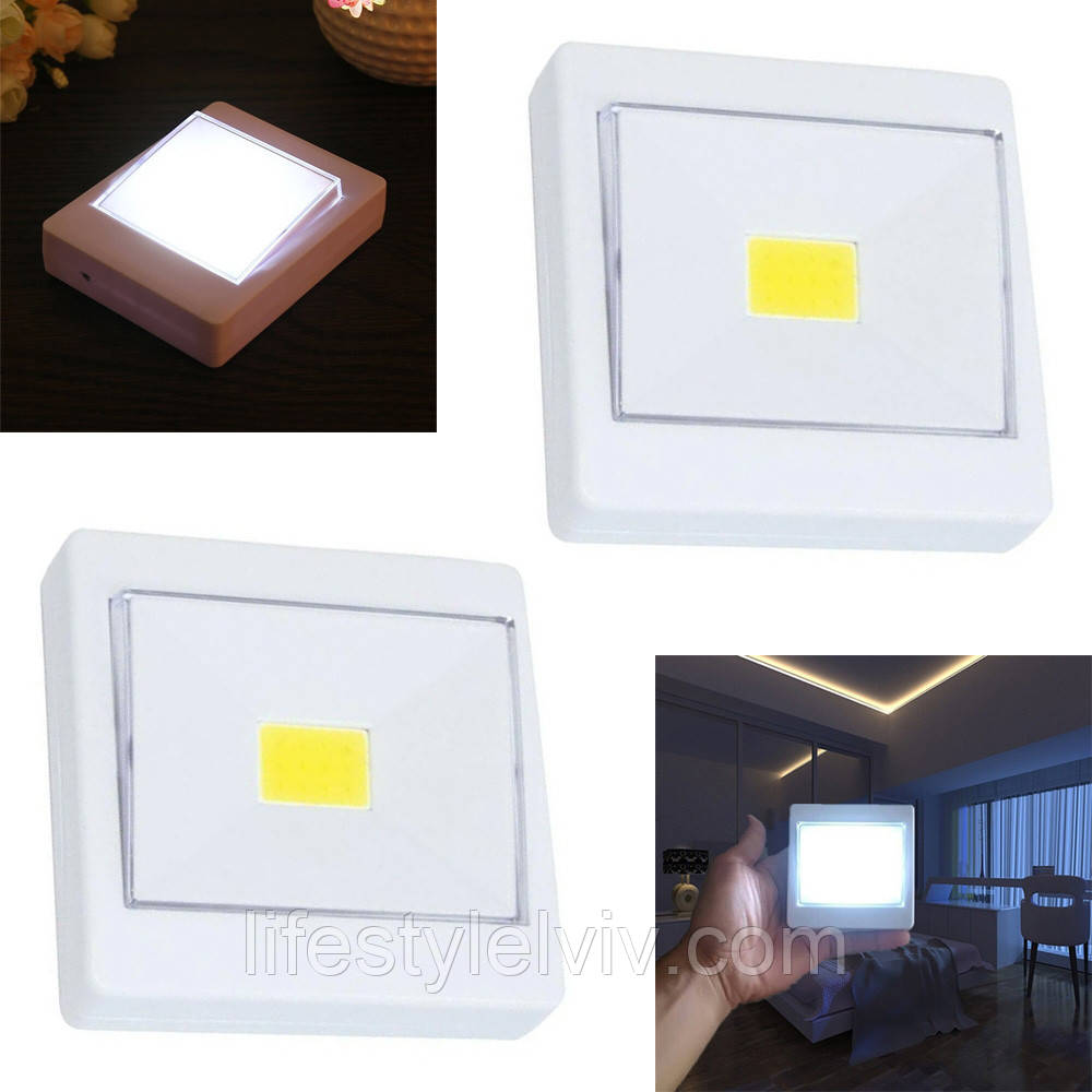 Комплект 2 шт Світлодіодний LED світильник нічник на батарейках COB light switch / Бездротовий ліхтар