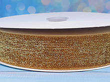 Оксамитова (велюрова) стрічка з люрексом 4 см, колір золото, метр