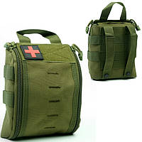 Сумка-аптечка тактическая 15х20см, (без наполнения) / Армейская медицинская сумка на системе крепления Molle
