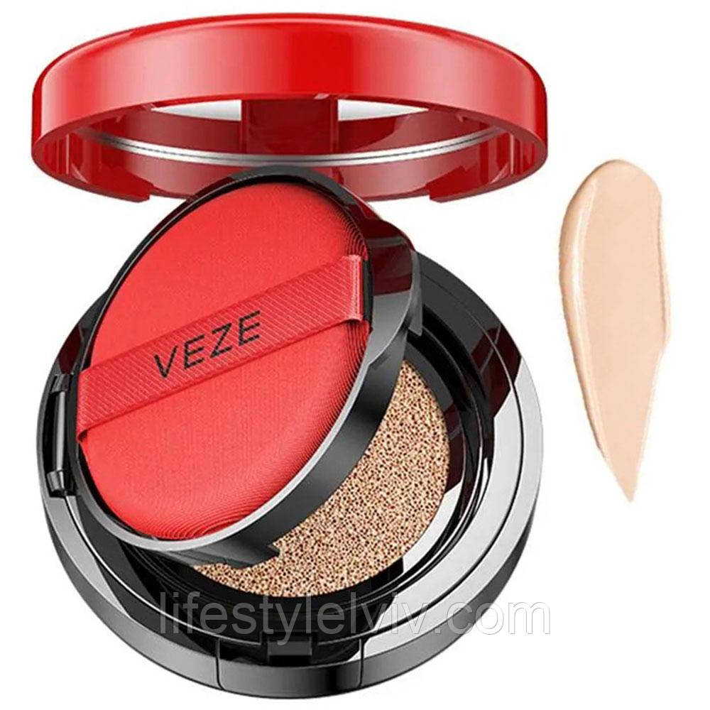 Кушон для обличчя + спонжик Veze, тон 02 Світло-бежевий, SPF50 / Тональний BB-крем з гіалуроновою кислотою, фото 1