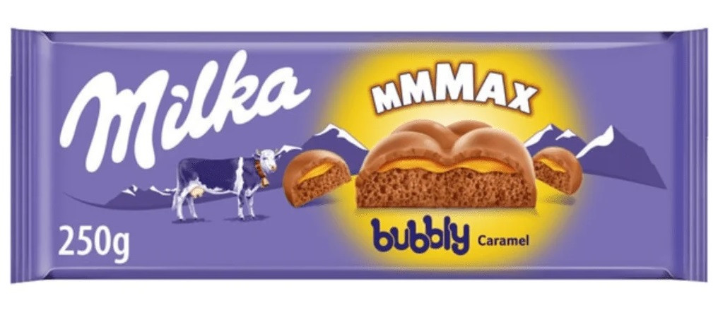 Шоколад Молочний Milka Bubbly Luflee Caramel mmMax Милка карамель 250 г Швейцарія, фото 1