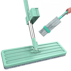 Швабра стрічка для швидкого прибирання з віджиманням і насадкою Spin Mop 360, Бірюзова/Швабра з самовіджимом