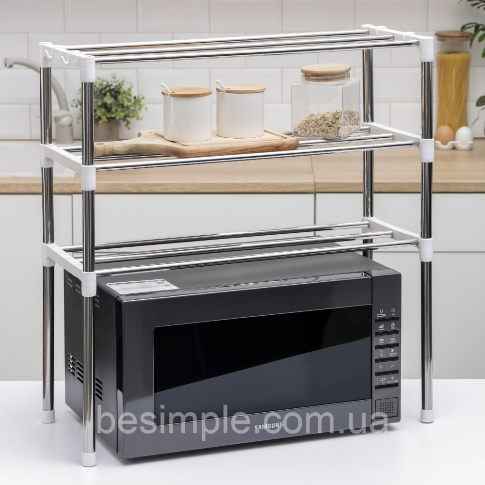 Полиця органайзер для мікрохвильової печі (65x60x25см), Multifunctional storage rack / Кухонна полиця-стелаж