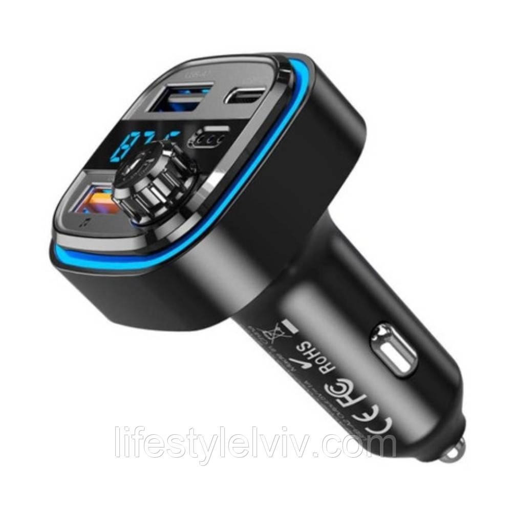 FM модулятор 2хUSB/Type-C, XO BCC08, с дисплеем / Автомобильный FM трансмиттер с Bluetooth и быстрой зарядкой - фото 4 - id-p2002419835