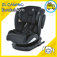 Детское поворотное автокресло с режимом сна и Isofix El Camino EVOLUTION (ME 1045) с рождения и до 12 лет Темно серый