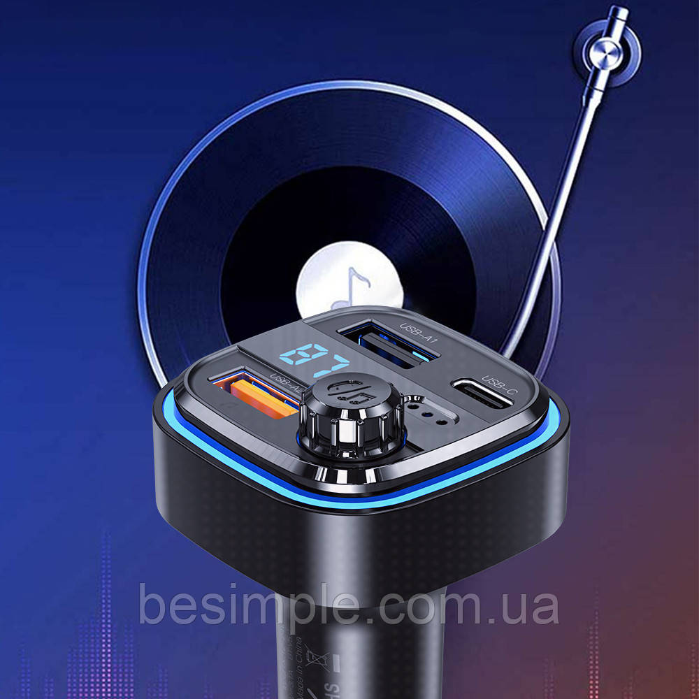 FM модулятор 2хUSB/Type-C, XO BCC08, с дисплеем / Автомобильный FM трансмиттер с Bluetooth и быстрой зарядкой - фото 6 - id-p2002413886