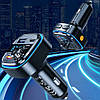 FM модулятор 2хUSB/Type-C, XO BCC08, з дисплеєм / Автомобільний FM трансмітер з Bluetooth та швидкою зарядкою, фото 9