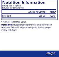 Фолієва кислота, Folic Acid 800 UG. / Pure Encapsulations, 60 капсул BX041, фото 2