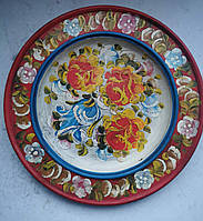 Винтажная деревянная тарелка панно Художественная роспись