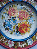 Вінтажна дерев'яна тарілка панно Художній розпис, фото 2