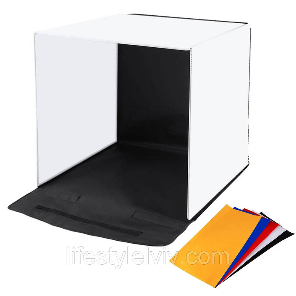 Софтбокс для предметної зйомки 40х40х40 см, + 5 фонів, Puluz PU5140 / Фотобокс для фотографій / Лайтбокс, фото 1