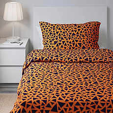 Комплект постільної білизни IKEA GULLTRATT оранжевий чорний 150x200/50x60 см 902.989.11, фото 5