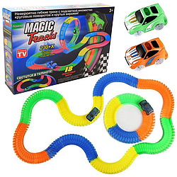Дитячий світиться гнучкий трек на 360 деталей + 2 машинки, Magic Tracks / Гоночна траса меджик трек