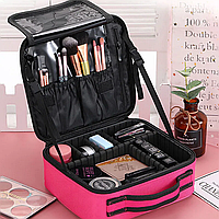 Дорожная косметичка органайзер MAG-590, Розовая / Сумка чемодан для косметики / Кейс для визажа