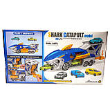 Трейлер, трек, автовоз Акула, на запуску, 2 машинки, синій, 36*12*7см (P932-A), фото 2