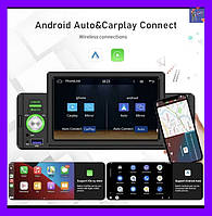 Автомагнитола с беспроводным Carplay и 1DIN разъемом Apple Carplay Android Auto Aux и пультом управления!