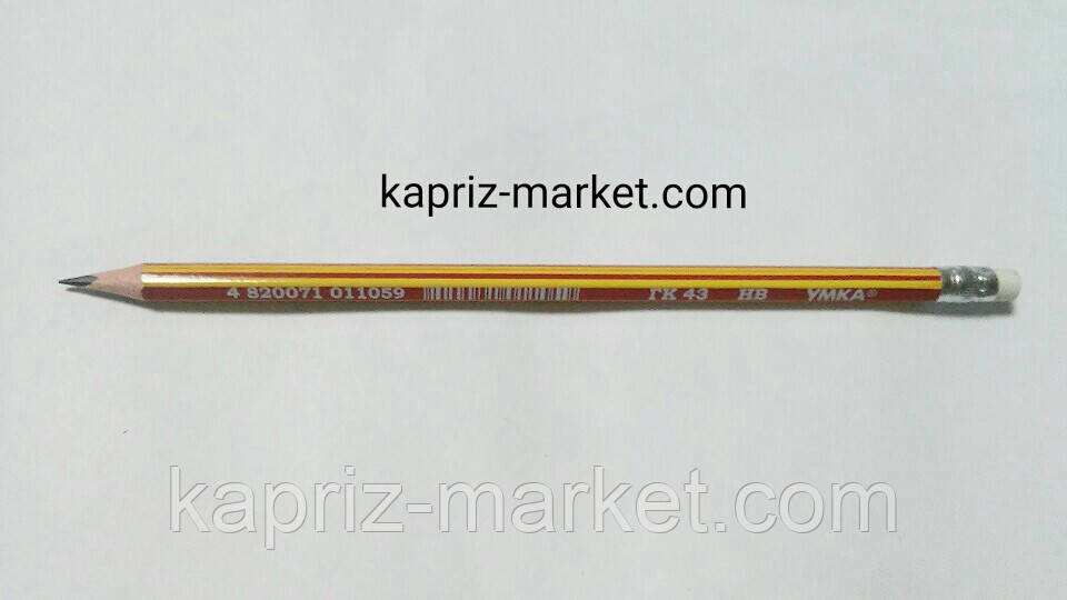 Олівець простий графітовий, з гумкою