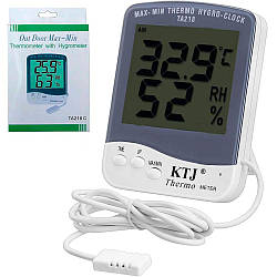 Кімнатний електронний термометр з гігрометром 0-50 градусів ТА-218 C / Цифровий термометр з виносним датчиком