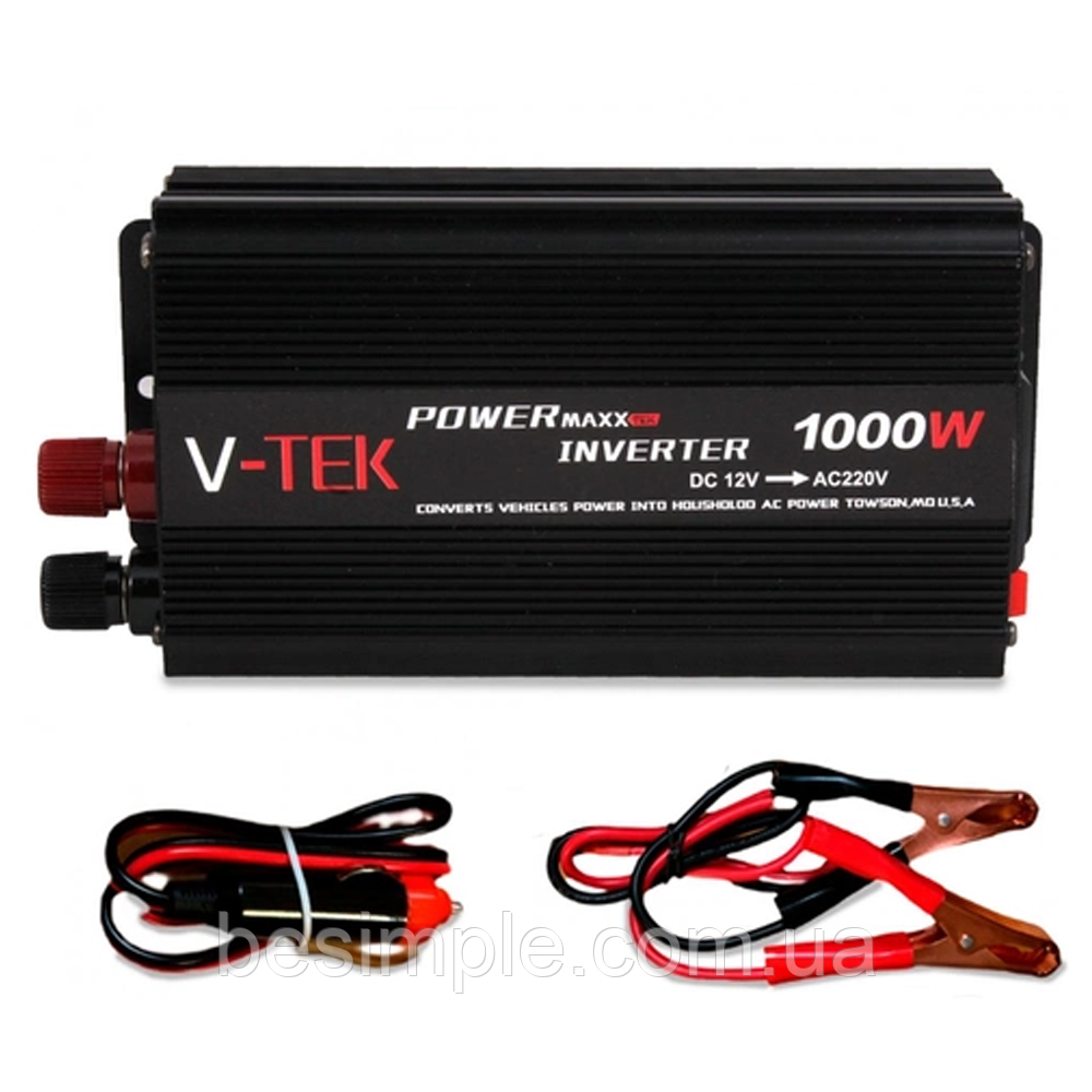 Перетворювач напруги VTEK SSK-1000W / Автомобільний інвертор із захистом від короткого замикання