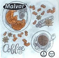 Салфетка Malvar Кофе 30х30 см 2-х шаровая 40 шт (4820227530427)