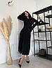 Чорна осіння жіноча розкльошена сукня із ангори з вирізом на спині та пишними рукавами, фото 4