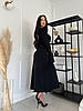 Чорна осіння жіноча розкльошена сукня із ангори з вирізом на спині та пишними рукавами, фото 3