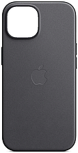 Шкіряний чохол iPhone 15 Apple Leather Case with MagSafe (анімація) — Black
