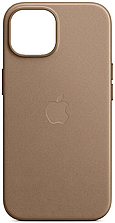 Шкіряний чохол iPhone 15 Apple Leather Case with MagSafe (анімація) — Taupe