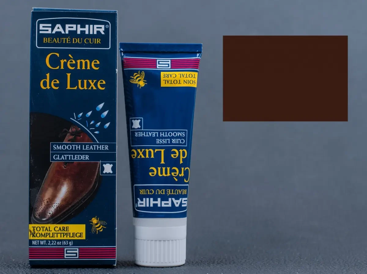 Водовідштовхувальний крем Saphir Creme De Luxe темно-коричневий 75 мл, фото 1