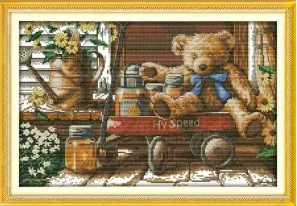 Набір для вишивання за нанесеною на канву схемою "Honey Bear". AIDA 14CT printed, 44*30 см